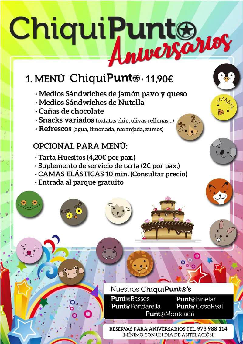 Menú ChiquiPunto · Punto Estrella 24h