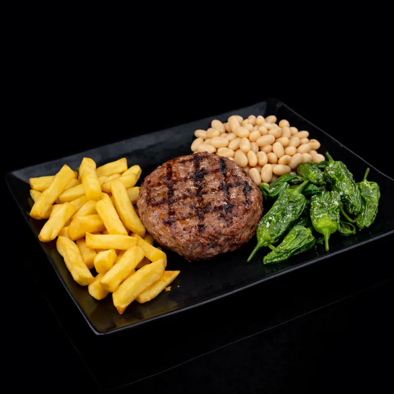 Hamburguesa de ternera 100% · Combinados de carne · Punto Estrella 24h